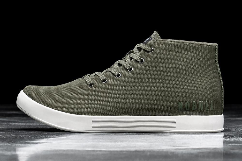 NOBULL Men's Ivy Canvas Mid Training Shoes - Army - Ireland (0543WXOHS)